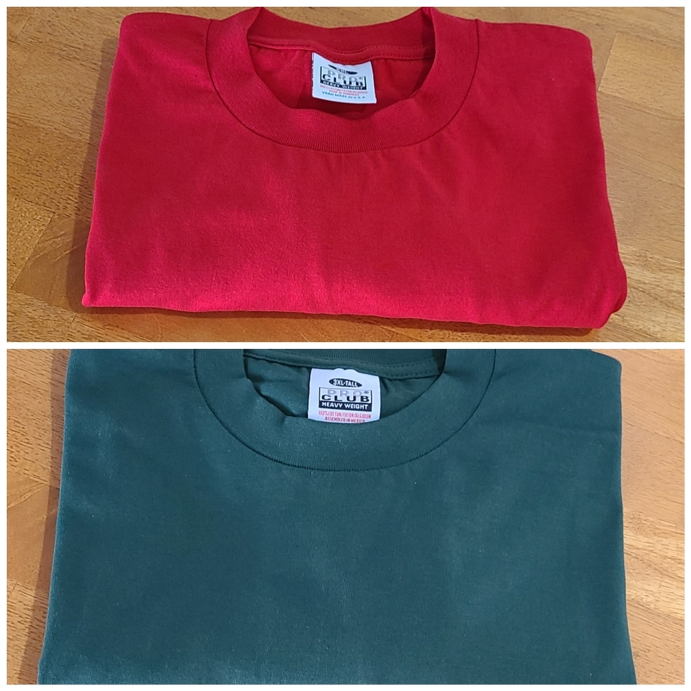 NWT'S- PRO CLUB -Lot of 2, Plain Heavy weight Tees for Screenprinting.